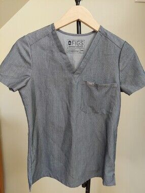 FIGS Womens Technical Collection Sz XXS Gray V-Neck Scrub Top